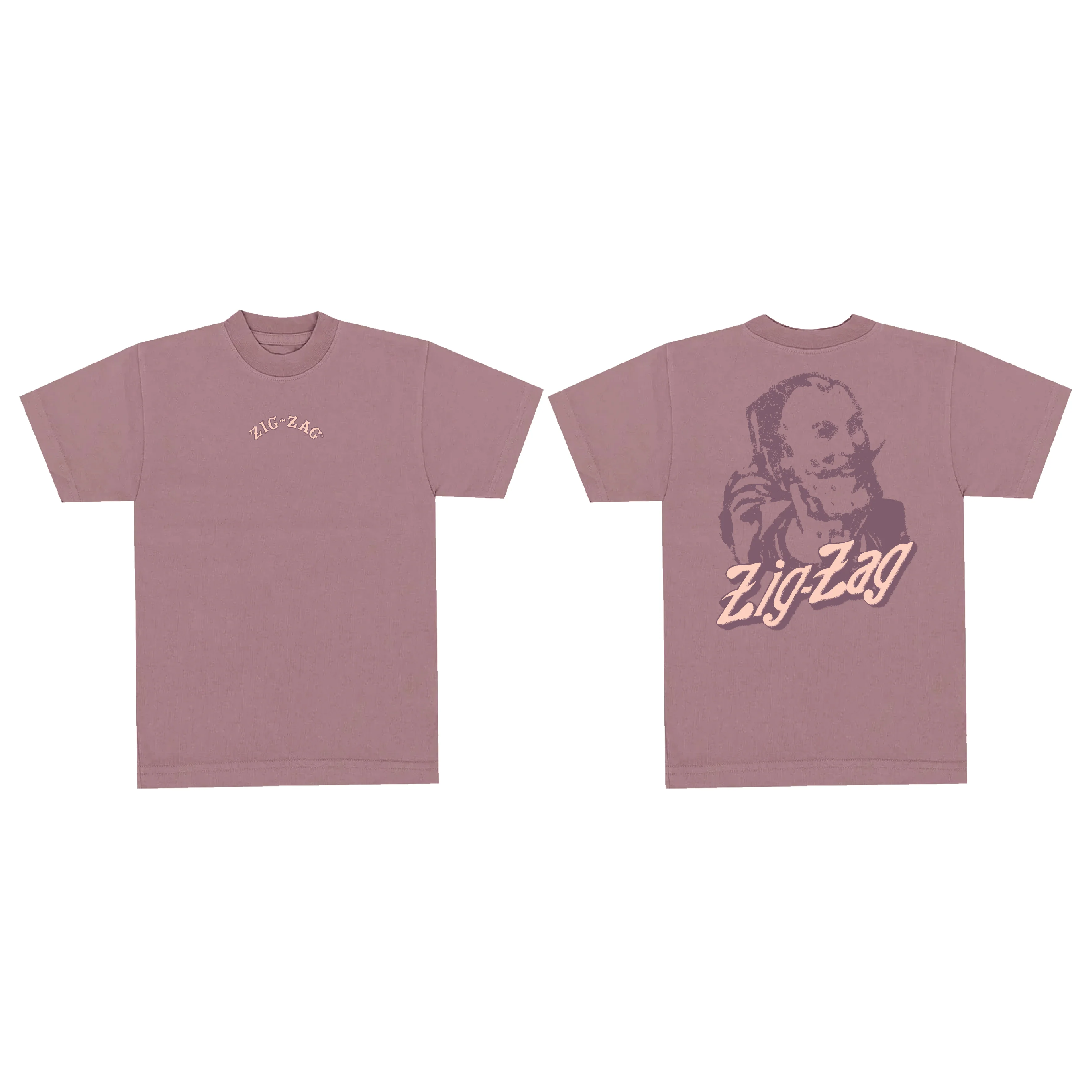ZIG-ZAG VINTAGE TWO-TONE T-SHIRT - Washed Burgundy