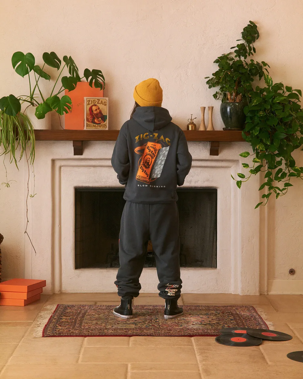 ZIG-ZAG FRENCH ORANGE HOODIE - VINTAGE BLACK - Image 3